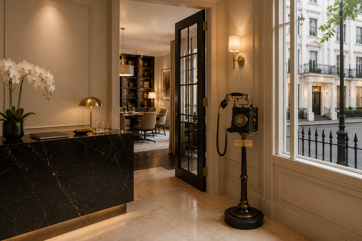 Private reception with an antique telephone